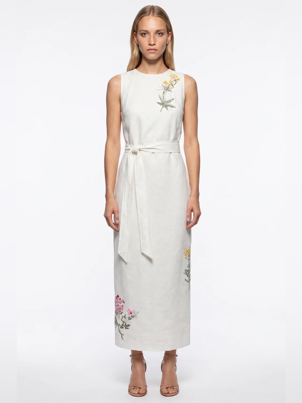 Exquise linen dress size 4 embroidered